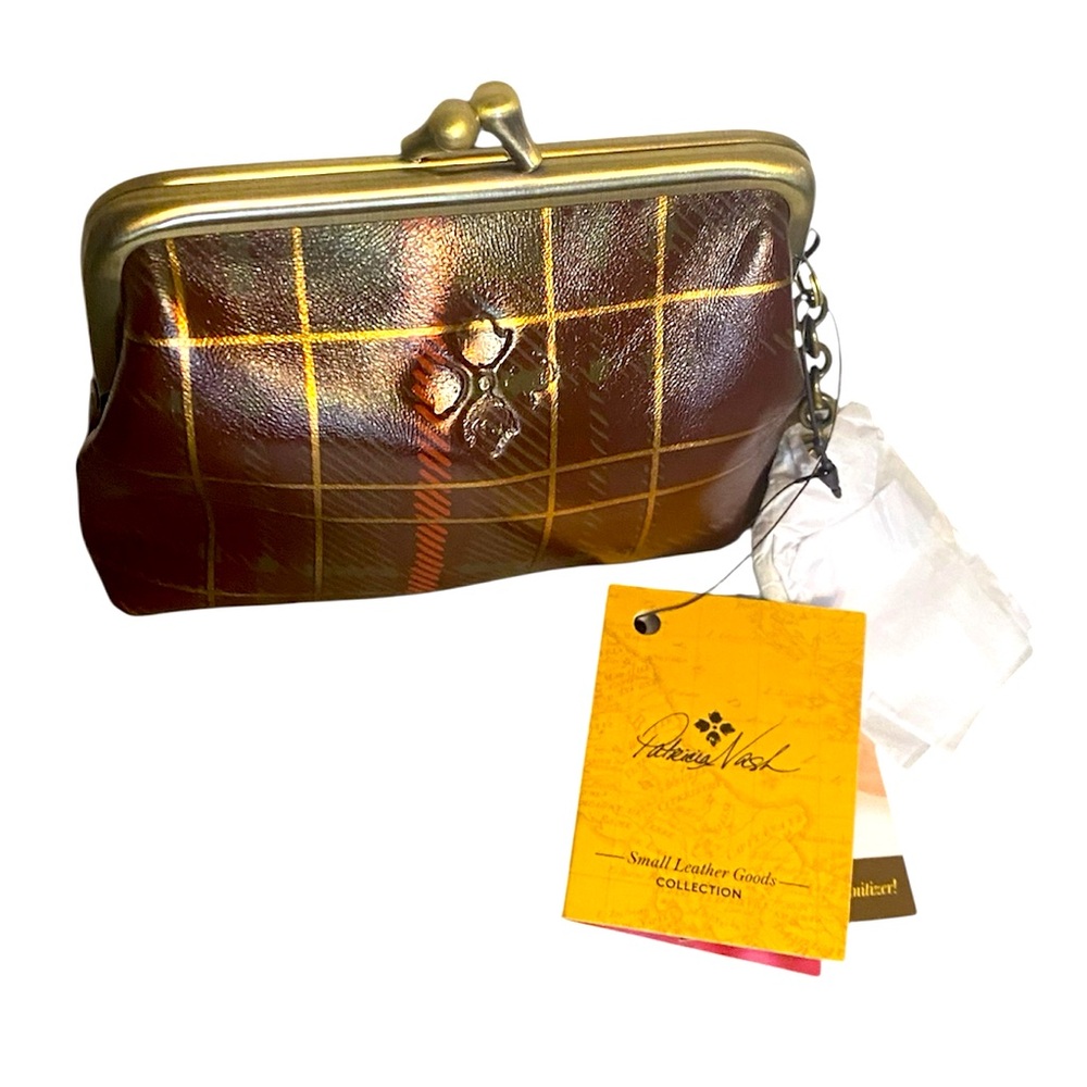 Patricia Nash Multicolor Plaid Leather Coin Purse with Keychain